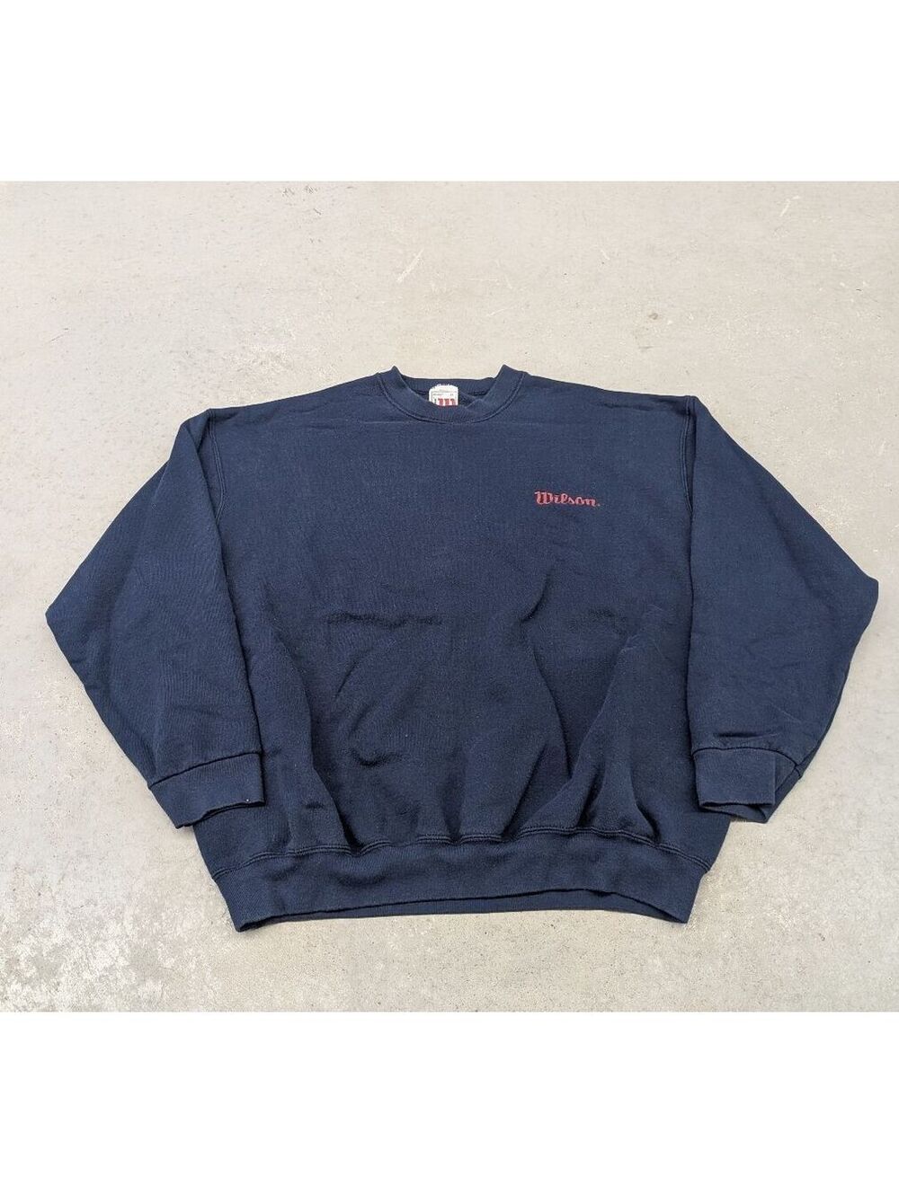Vintage 90s Wilson Made in USA Navy Blue Crew Neck Sweater